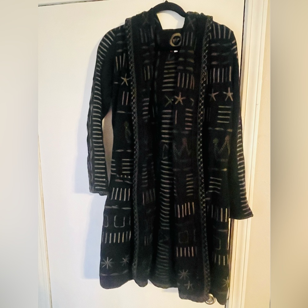 Johnny Was Black Hooded Cardigan